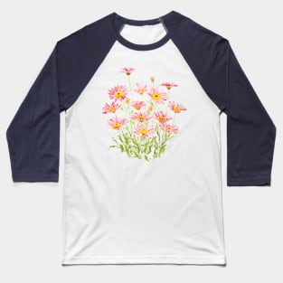 pink Marigold Margarita Rosa watercolor Baseball T-Shirt